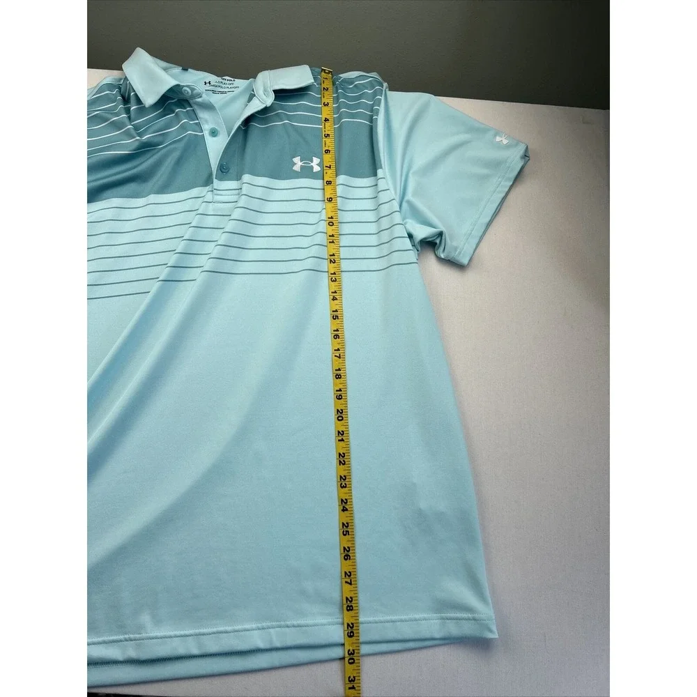 Under Armour The Playoff Polo Mens XXL‎ Lightweight Teal Striped Golf